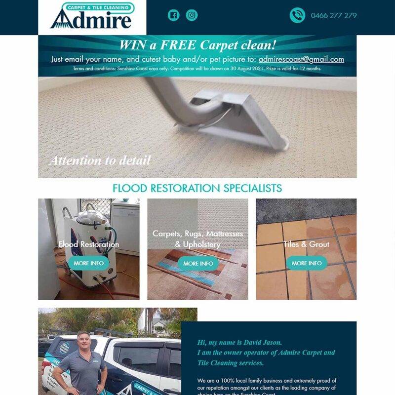 Admire Carpet & Tile Cleaning Website Design