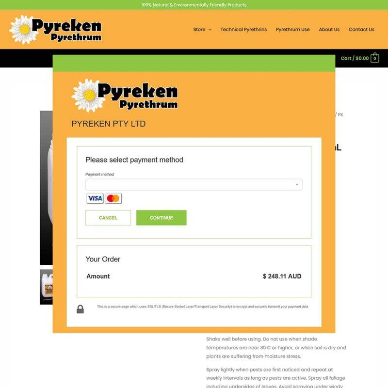 Pyreken Pyrethrum Website E-Commerce Payment